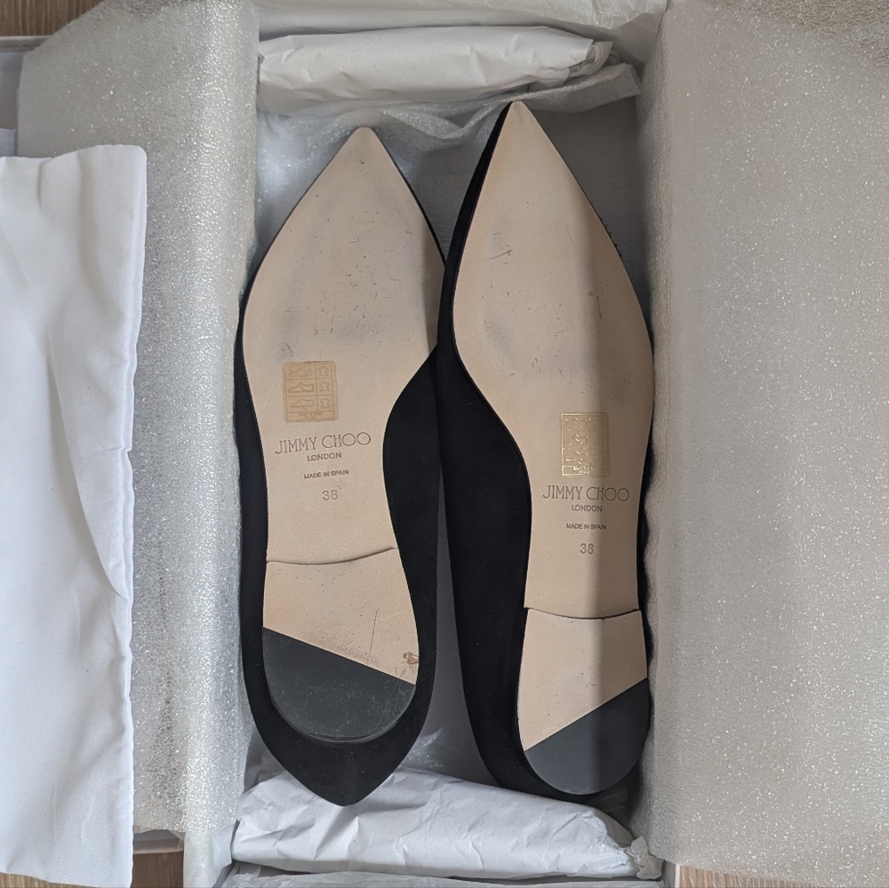 NIB Jimmy Choo Alina Black Suede Ballet Flats - Picture 3 of 7